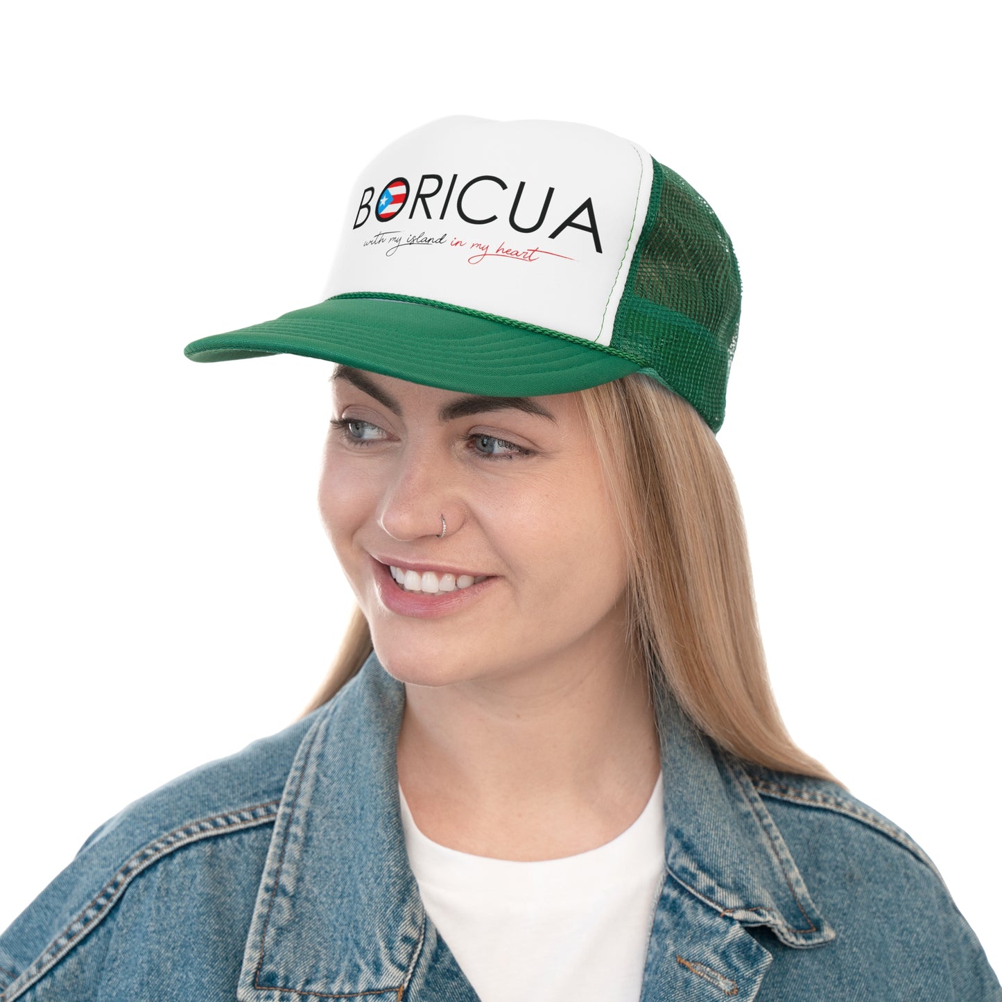 Boricua with my Island in my Heart Puerto Rican Pride Trucker Caps FREE SHIPPING