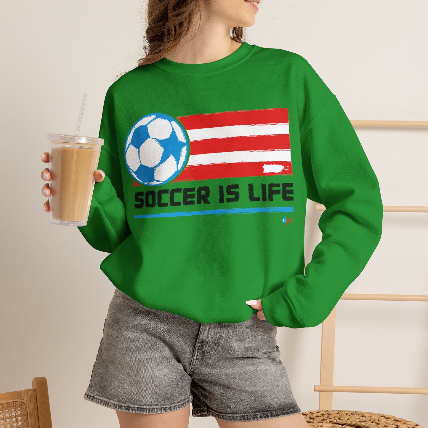 Soccer is life Puerto Rican Flag Heavy Blend™ Crewneck Sweatshirt