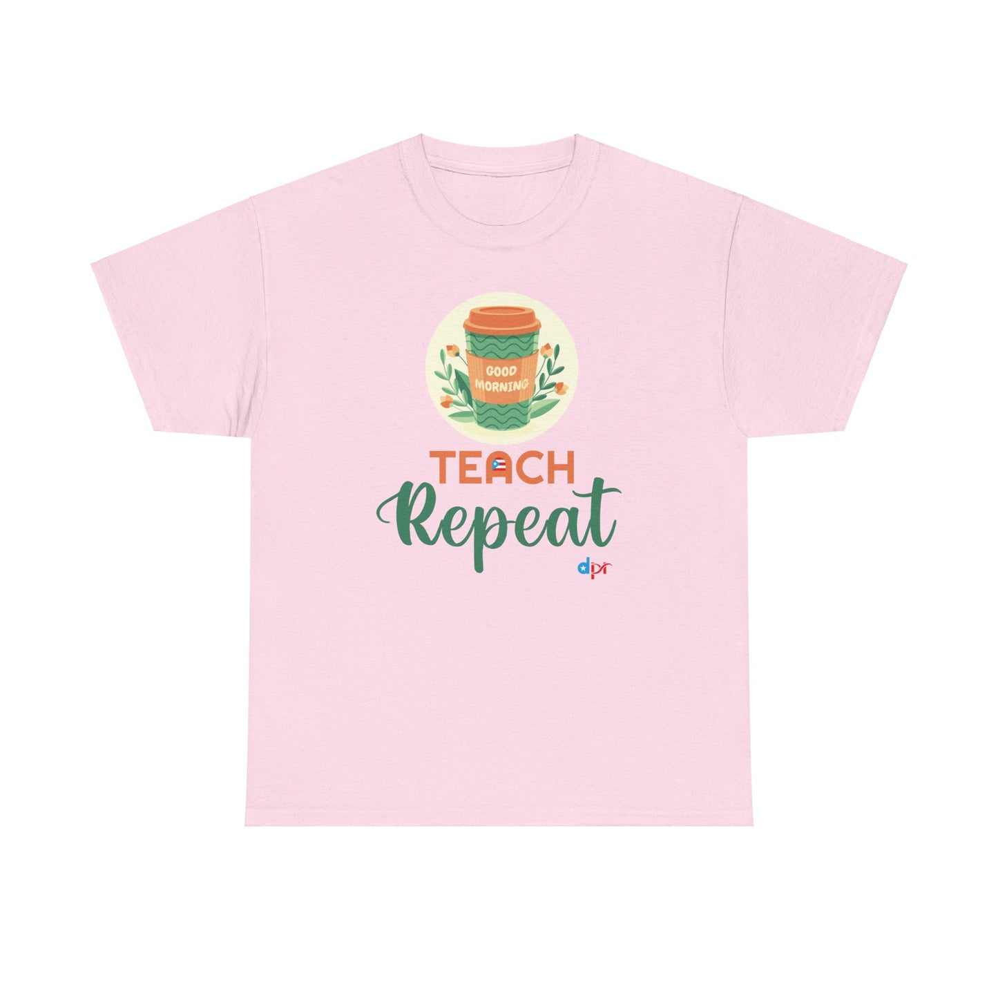 Coffee Teach Repeat - Back to School Boricua Teacher Heavy Cotton Tee