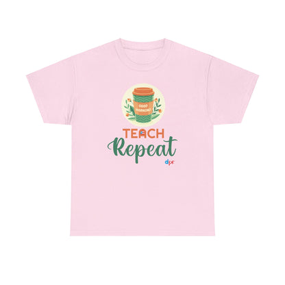 Coffee Teach Repeat - Back to School Boricua Teacher Heavy Cotton Tee