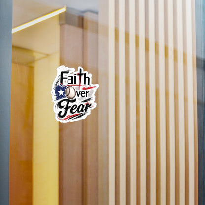 Faith Over Fear Christian Baseball Sticker | Puerto Rican Flag Waterproof Kiss-Cut Vinyl Decal