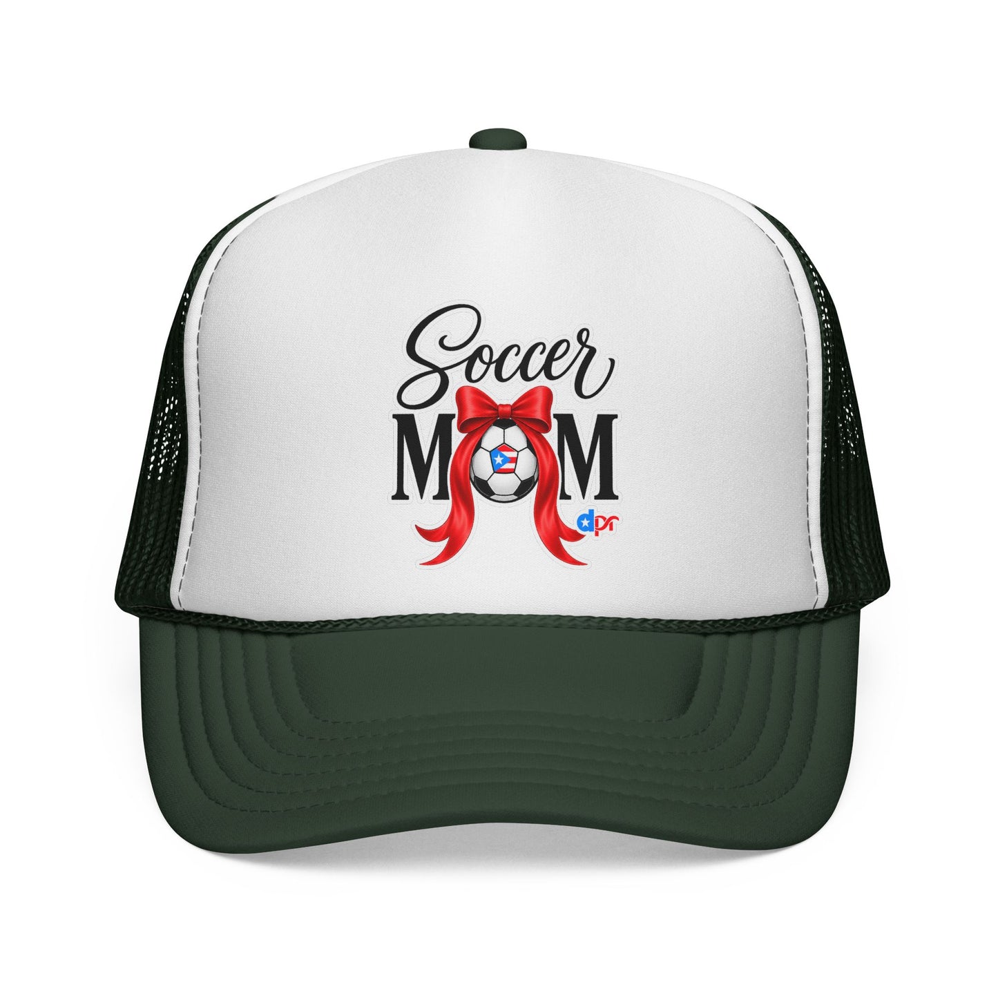 Soccer Mom Boricua Red Bow Puerto Rican Flag Trucker Caps FREE SHIPPING
