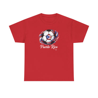 Puerto Rico Soccer Ball Flag | Unisex Heavy Cotton T-Shirt