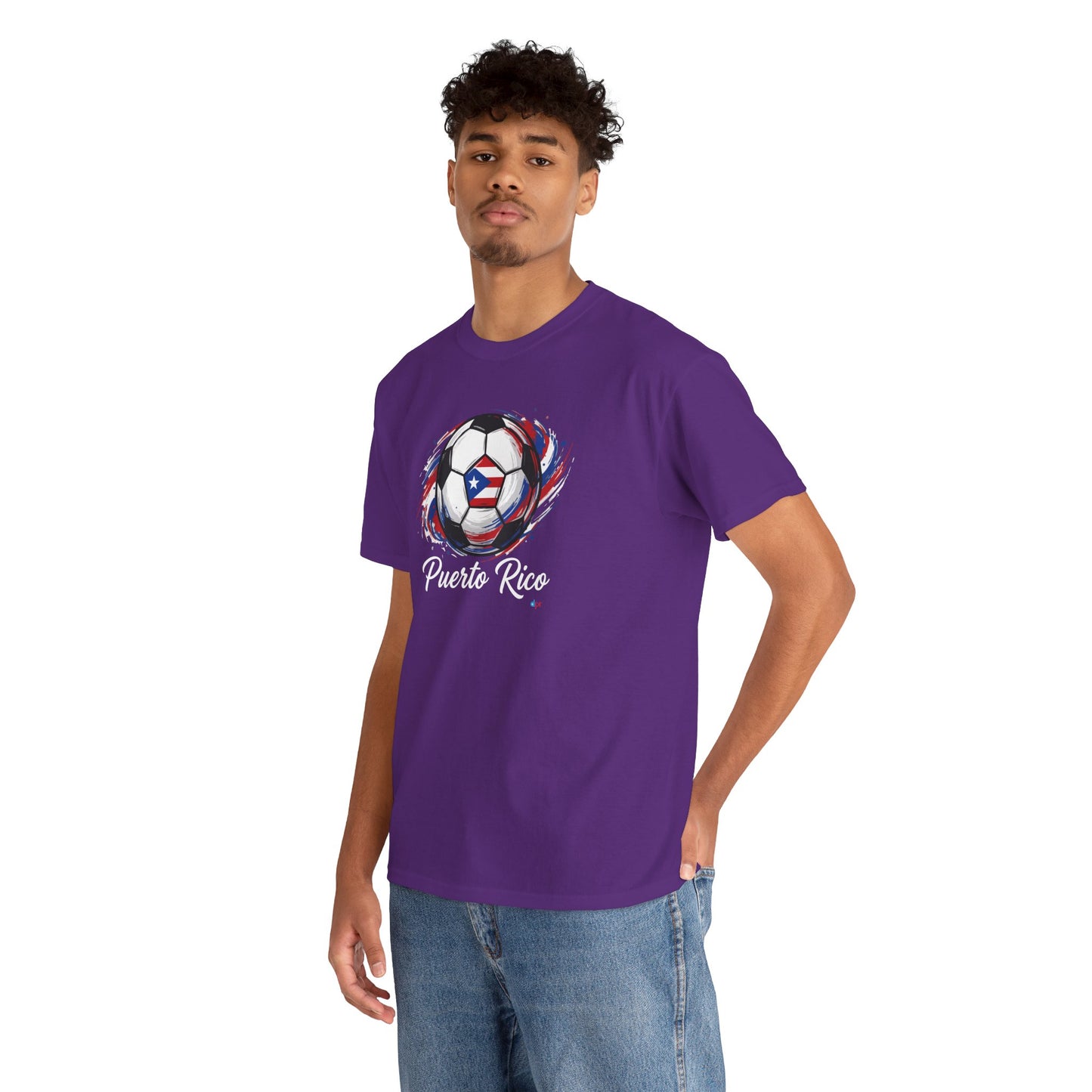 Puerto Rico Soccer Ball Flag | Unisex Heavy Cotton T-Shirt