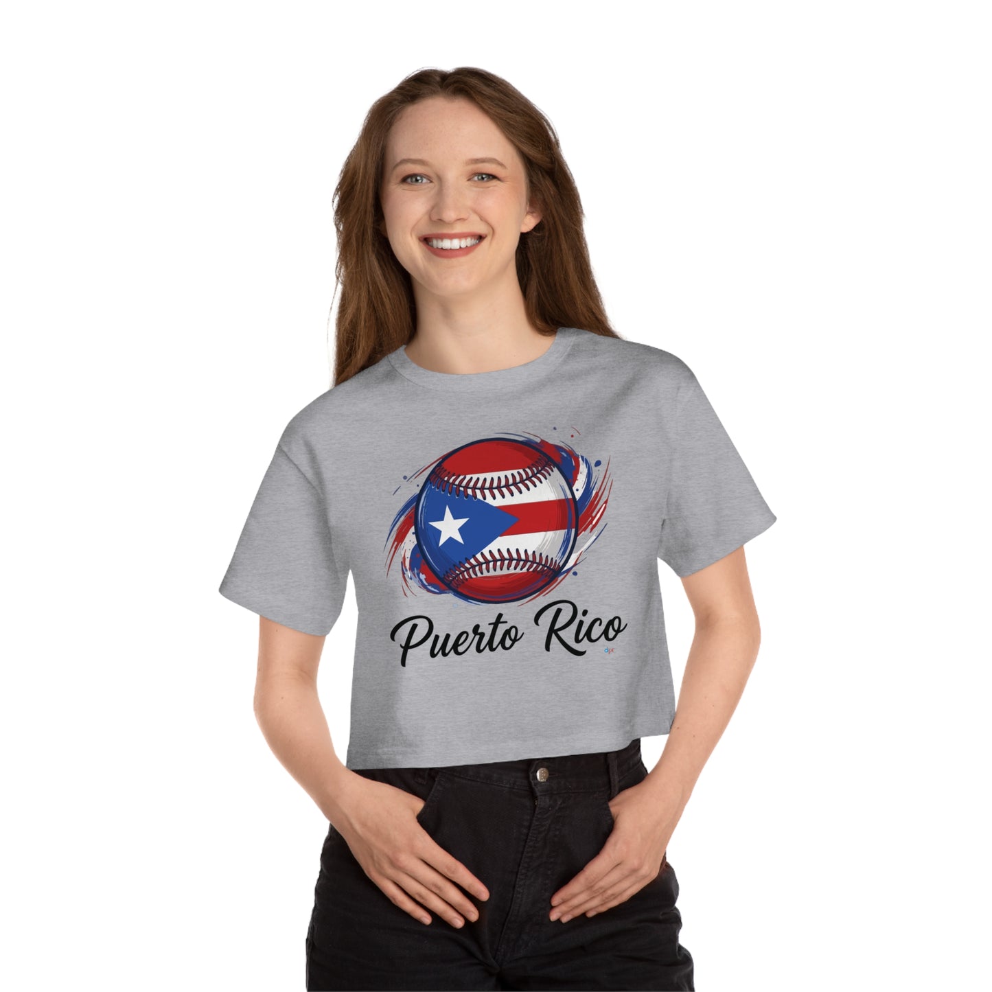 Puerto Rico Baseball Women's Flowy Cropped Tee | Puerto Rican Baseball Shirt