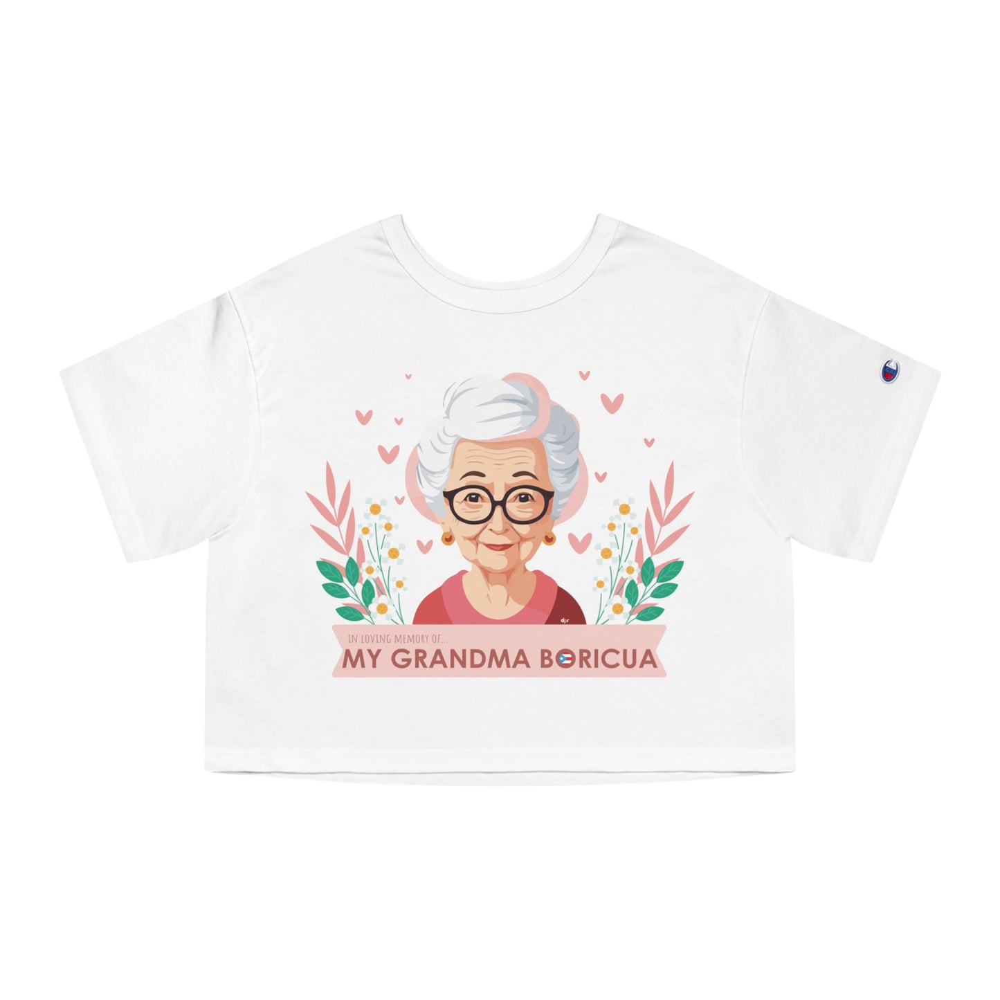 In Loving Memory of My Grandma Boricua Flowy Cropped Tee