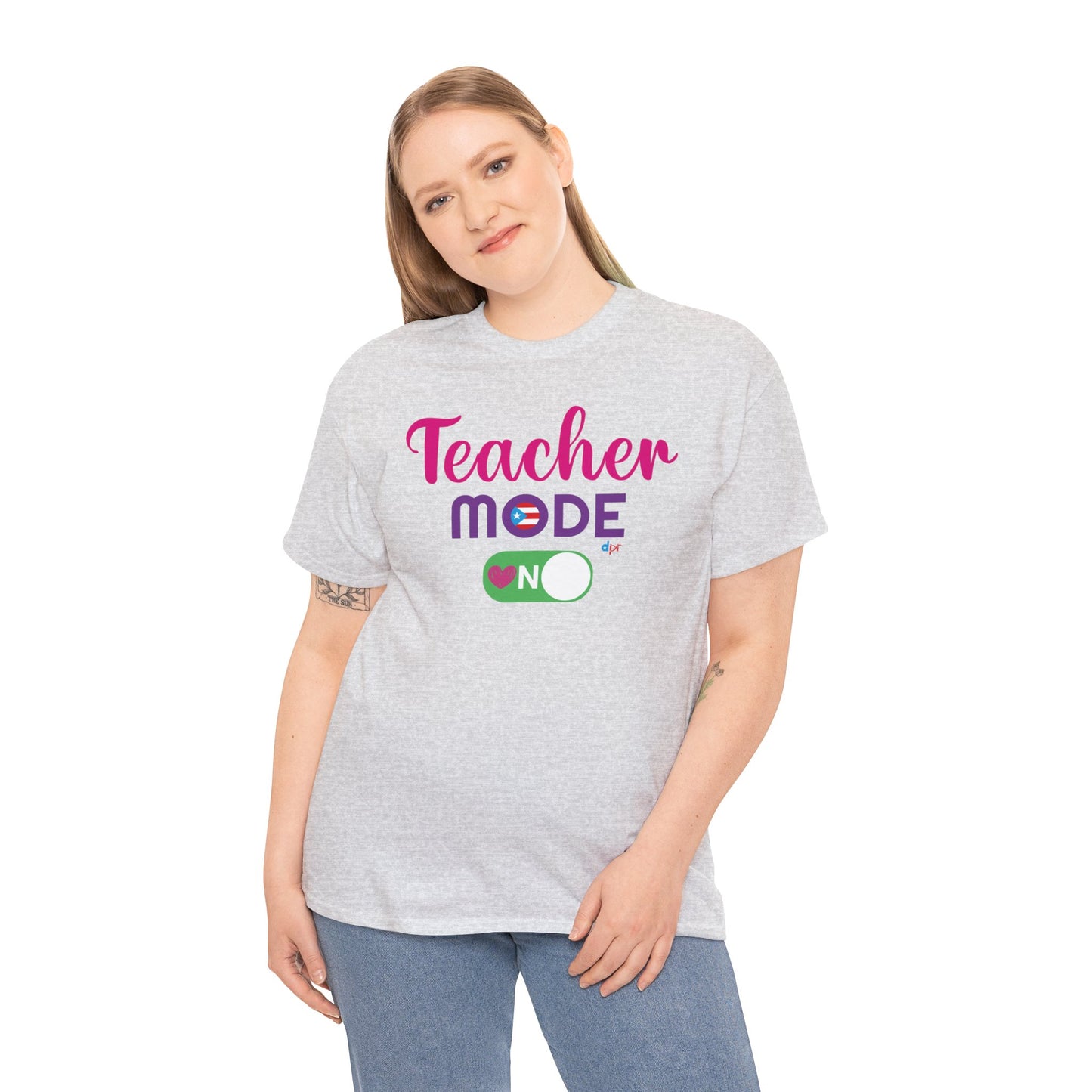 Teacher Mode ON - Back to School Boricua Teacher Heavy Cotton Tee