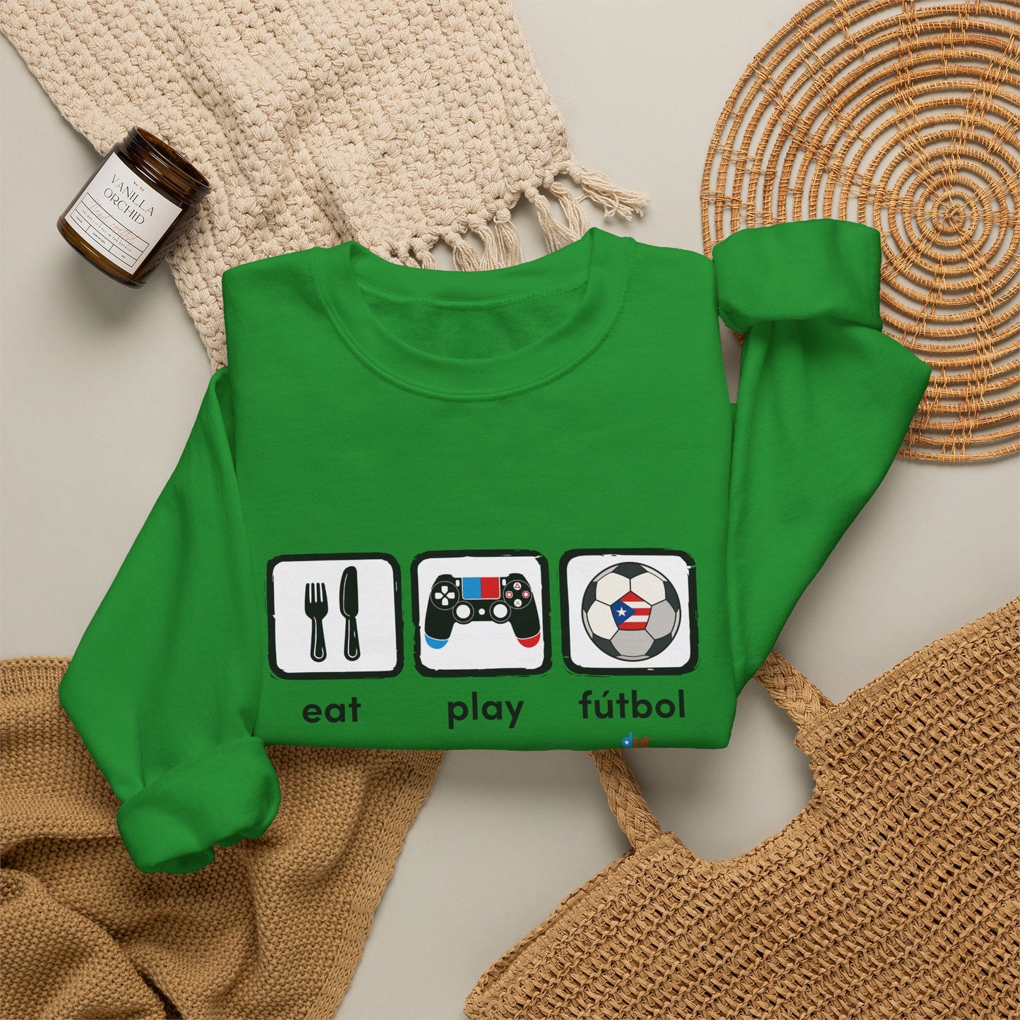 Eat Play Soccer Puerto Rican Flag Heavy Blend™ Crewneck Sweatshirt