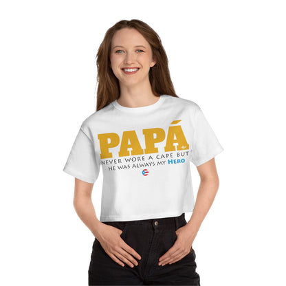 Papá My Hero Yellow Women's Flowy Cropped Tee
