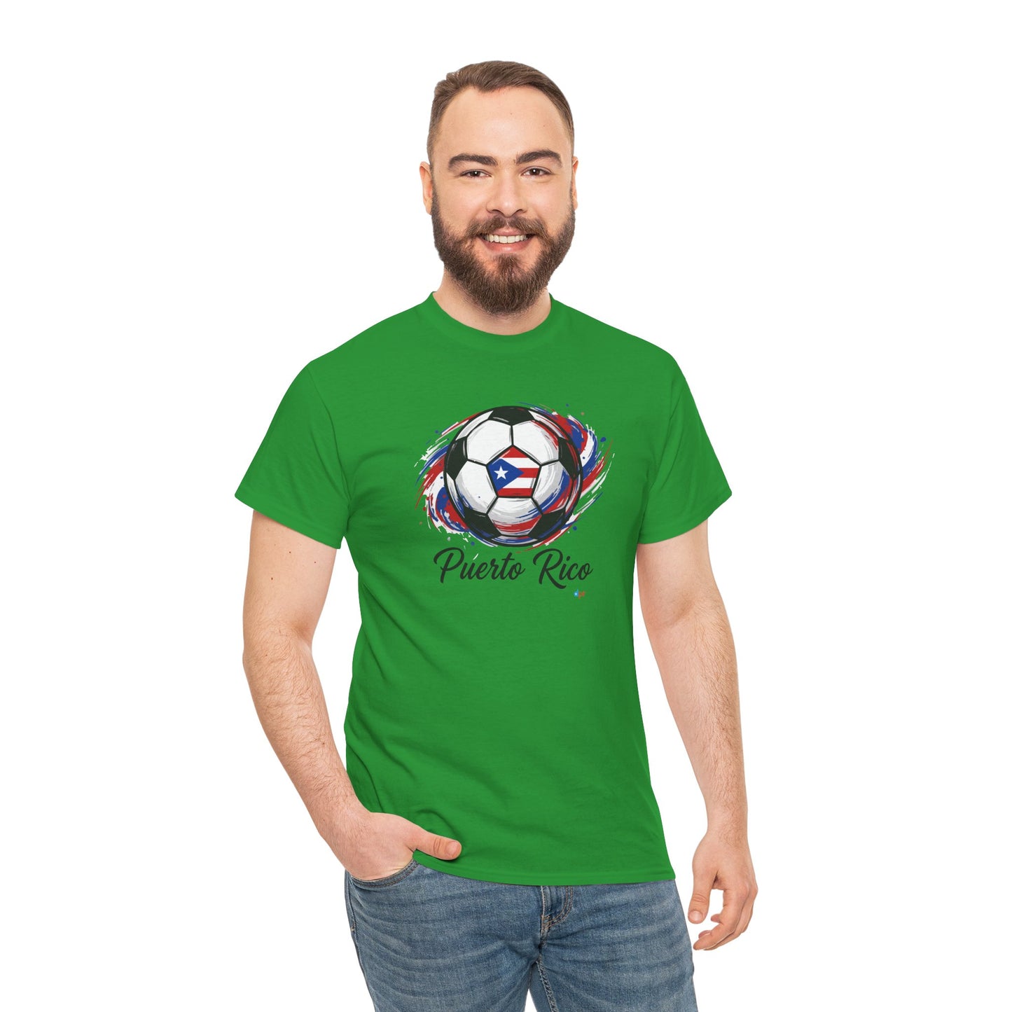 Puerto Rico Soccer Ball Flag | Unisex Heavy Cotton T-Shirt