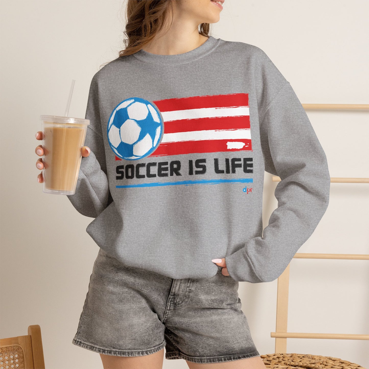 Soccer is life Puerto Rican Flag Heavy Blend™ Crewneck Sweatshirt
