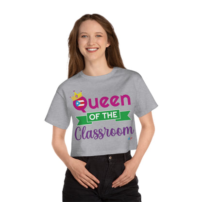 Queen of the Classroom - Back To School Boricua T Shirt Flowy Cropped Tee