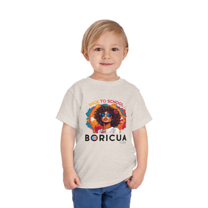 Back to School Boricua Girl Flow Black Toddler Short Sleeve Tee