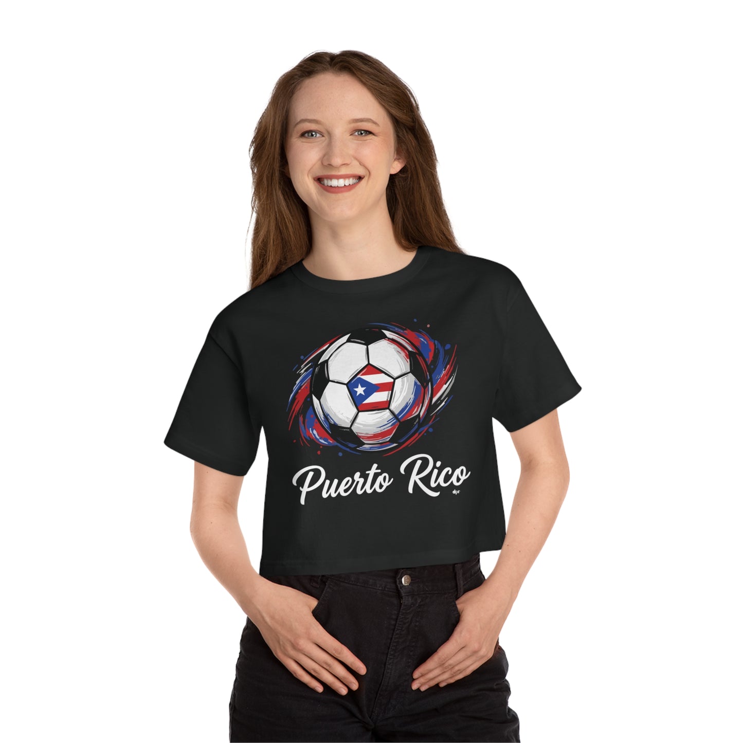 Puerto Rico Soccer ball Women's Flowy Cropped Tee | Puerto Rican Soccer ball Shirt