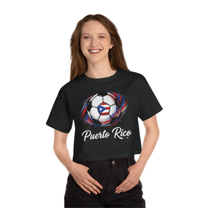Puerto Rico Soccer ball Women's Flowy Cropped Tee | Puerto Rican Soccer ball Shirt