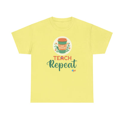 Coffee Teach Repeat - Back to School Boricua Teacher Heavy Cotton Tee