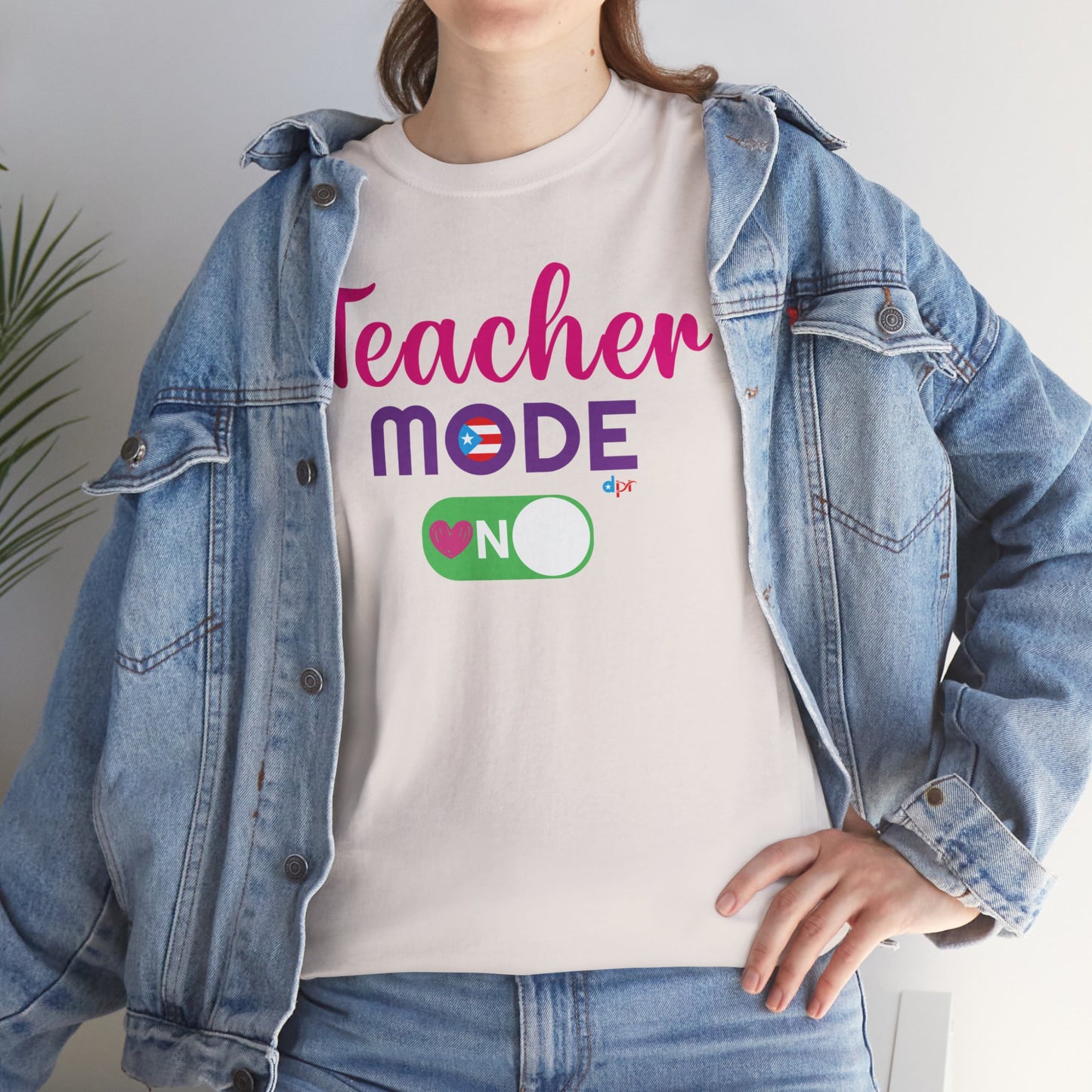 Teacher Mode ON - Back to School Boricua Teacher Heavy Cotton Tee