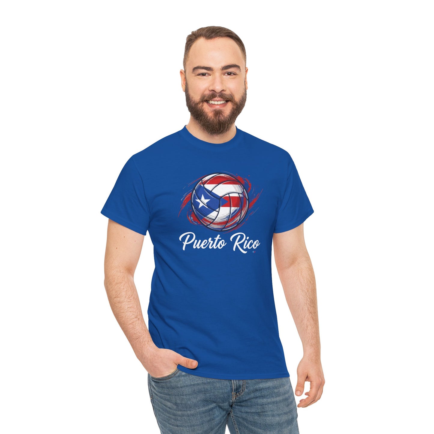 Puerto Rico Volleyball Flag | Unisex Heavy Cotton T-Shirt