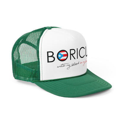 Boricua with my Island in my Heart Puerto Rican Pride Trucker Caps FREE SHIPPING