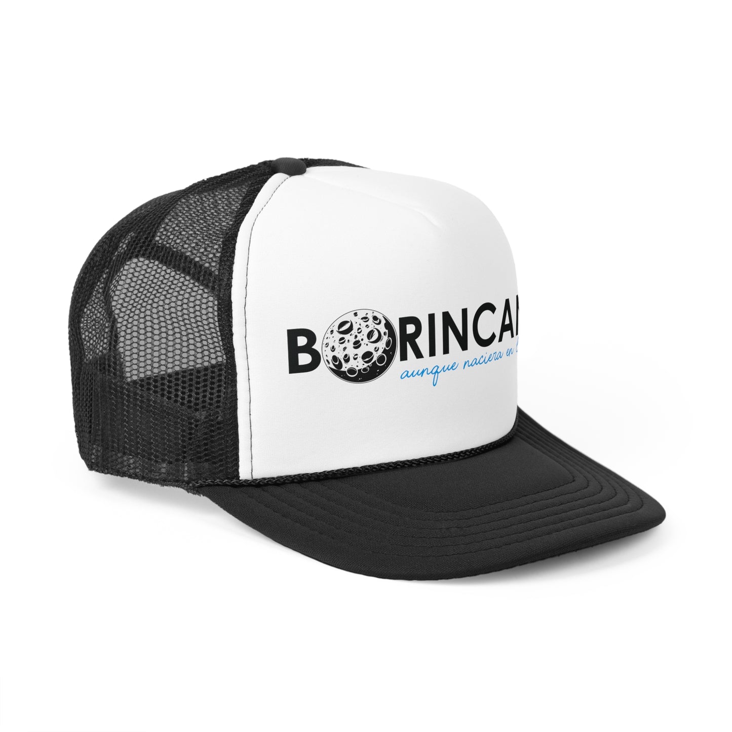 Borincano aunque naciera en la luna bandera Puerto Rican Pride Trucker Caps FREE SHIPPING