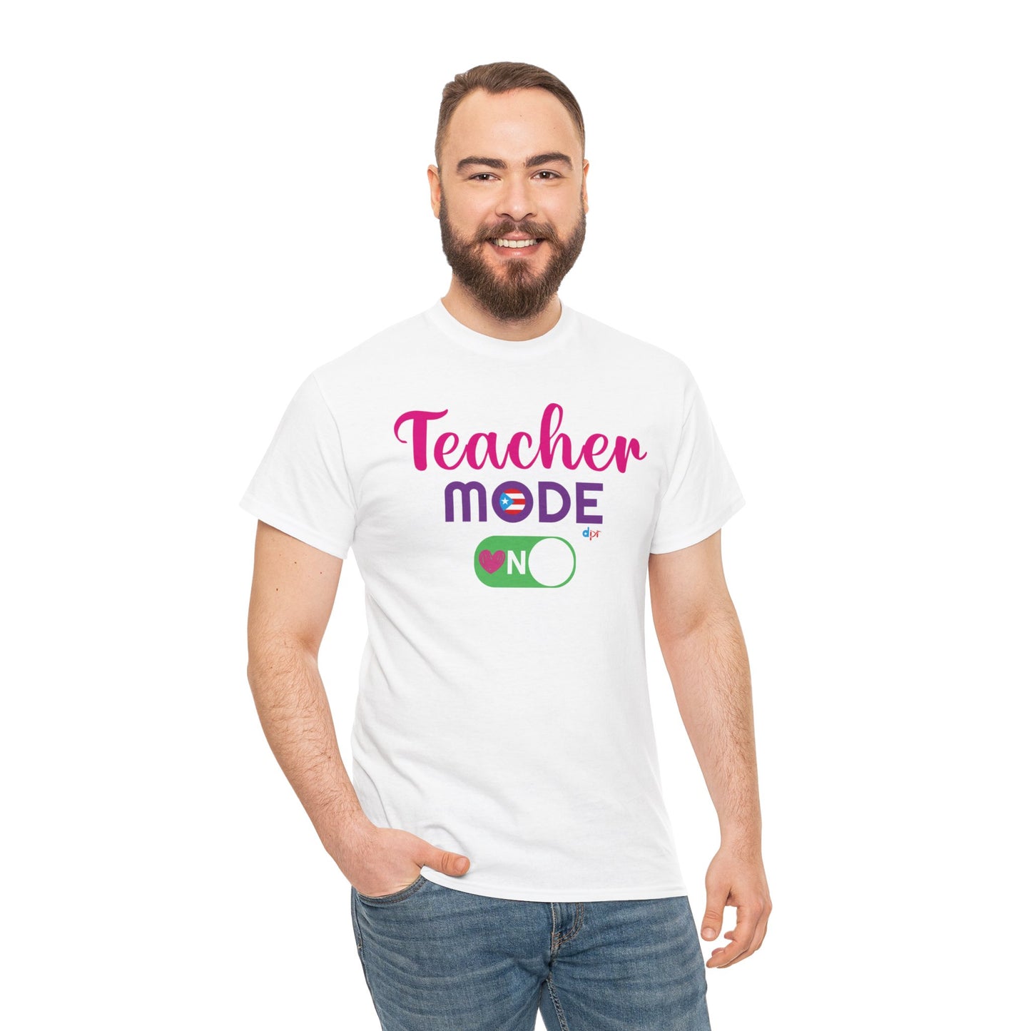 Teacher Mode ON - Back to School Boricua Teacher Heavy Cotton Tee