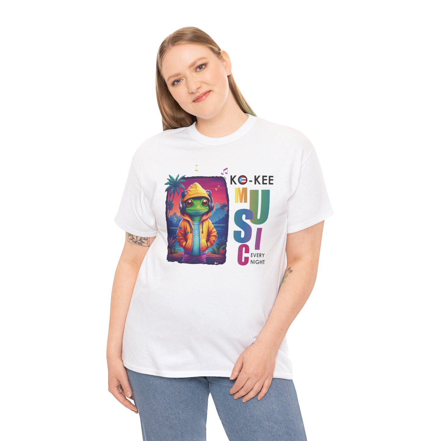 Coqui I Play Music Every Night  Unisex Heavy Cotton Tee