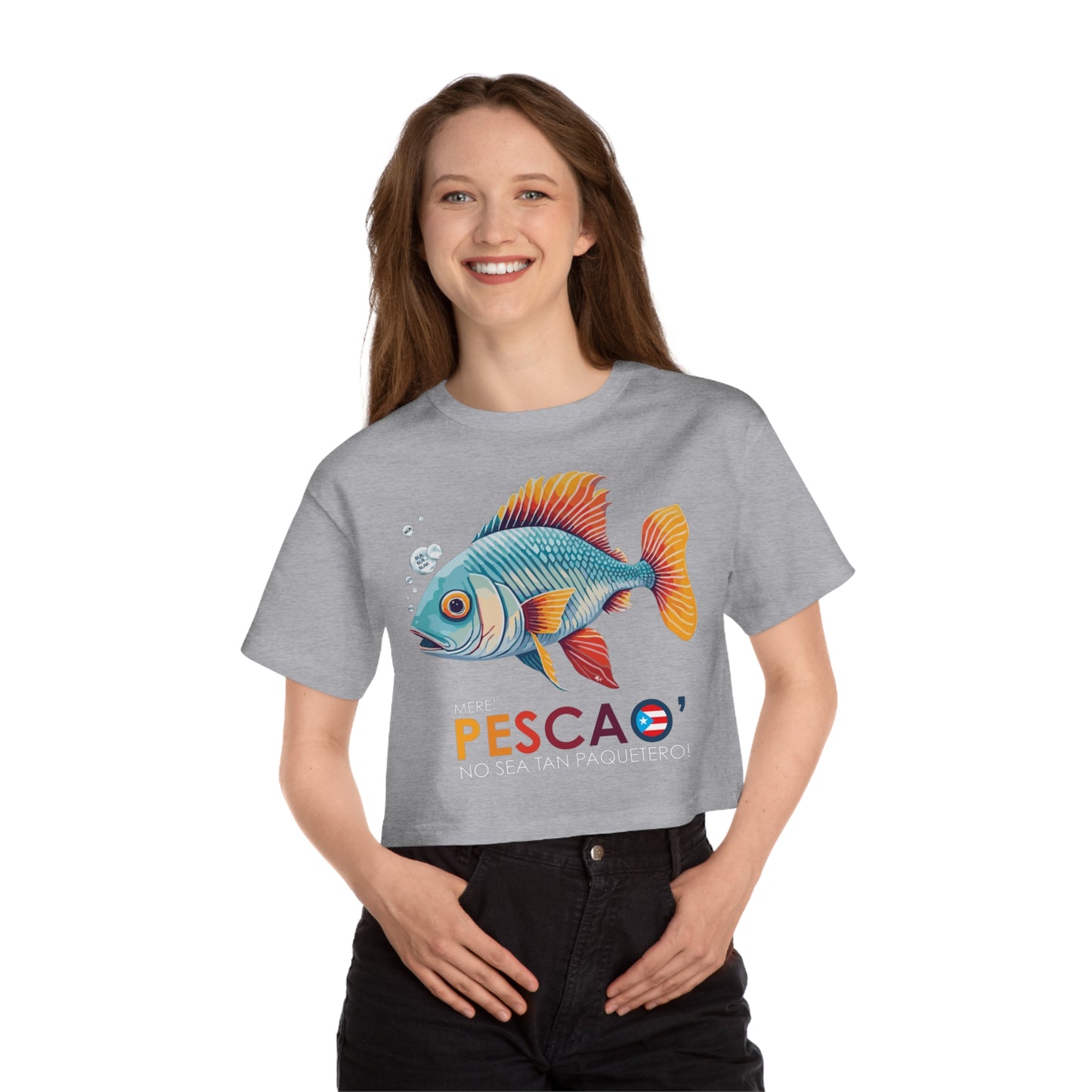 Mere' Pescao No seas tan Paquetero Flowy Cropped Tee