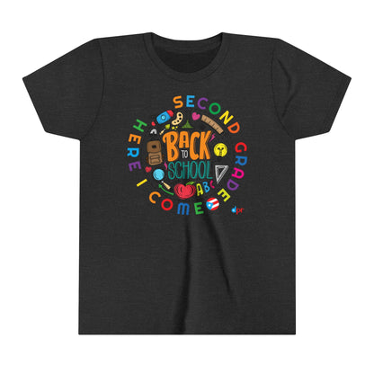 Second Grade Here I Come Back to Shool Boricua Youth Short Sleeve Tee