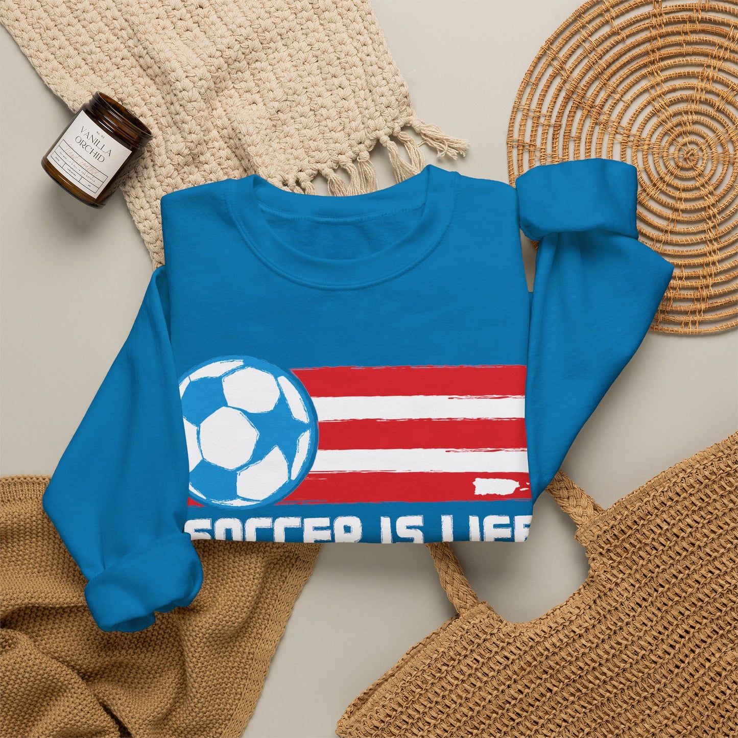 Soccer is life Puerto Rican Flag Heavy Blend™ Crewneck Sweatshirt