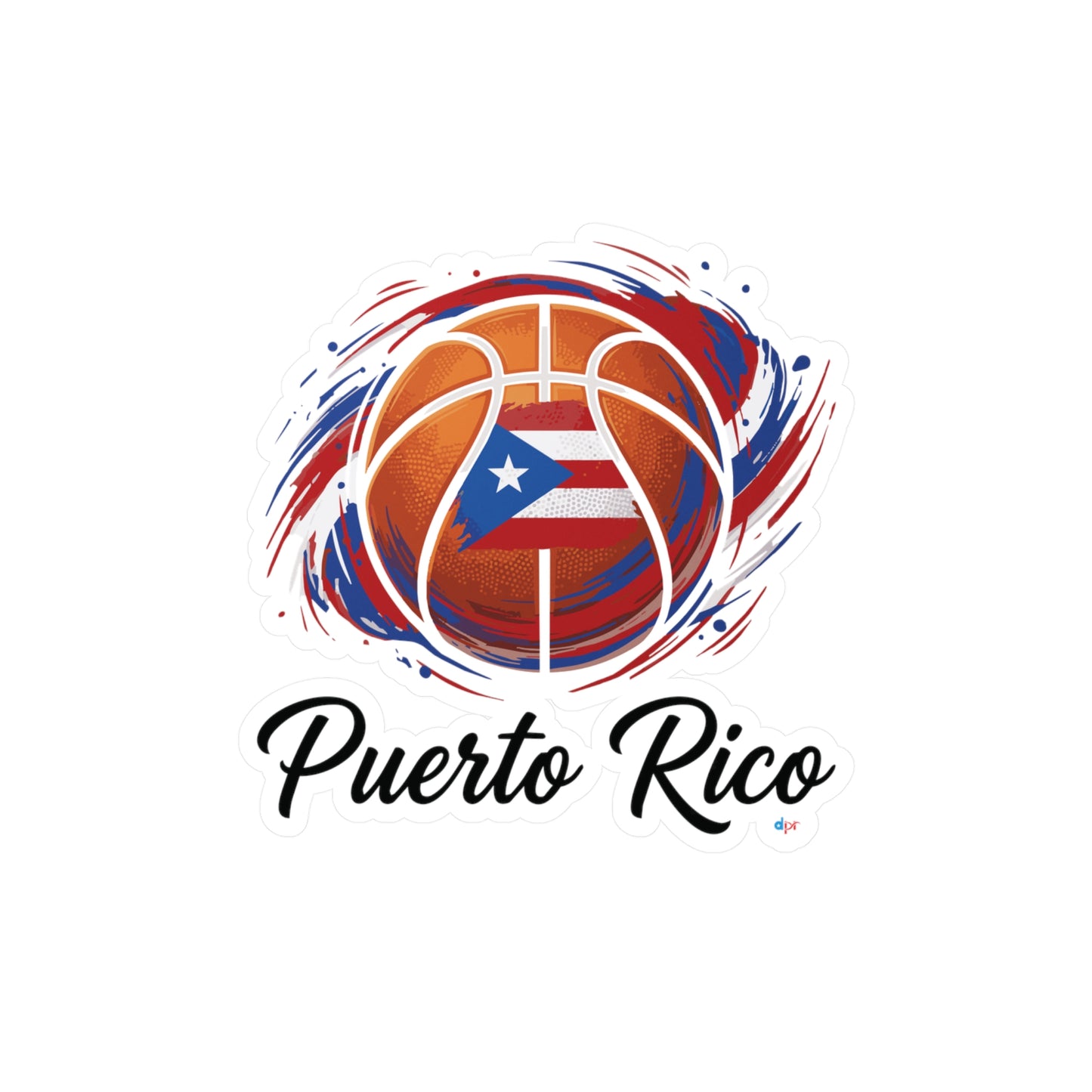 Puerto Rico Basketball Flag Waterproof Kiss-Cut Vinyl Decal