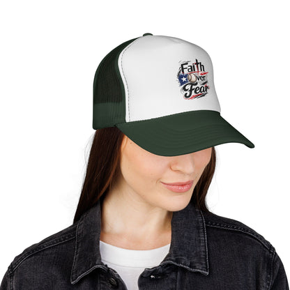 Faith Over Fear Puerto Rican Flag Baseball Trucker Caps FREE SHIPPING