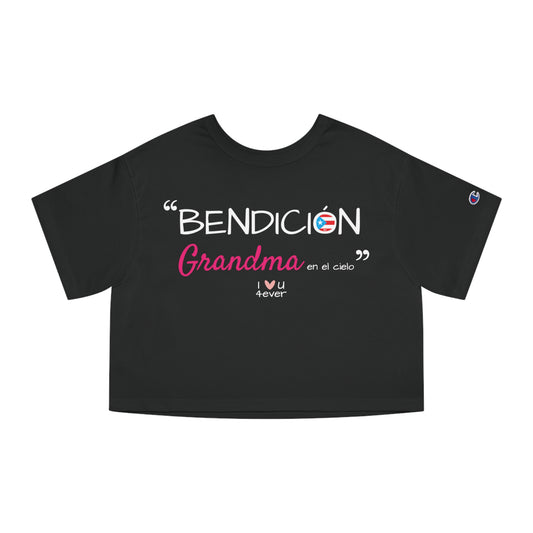 Bendicion Grandma Boricua Flowy Cropped Tee