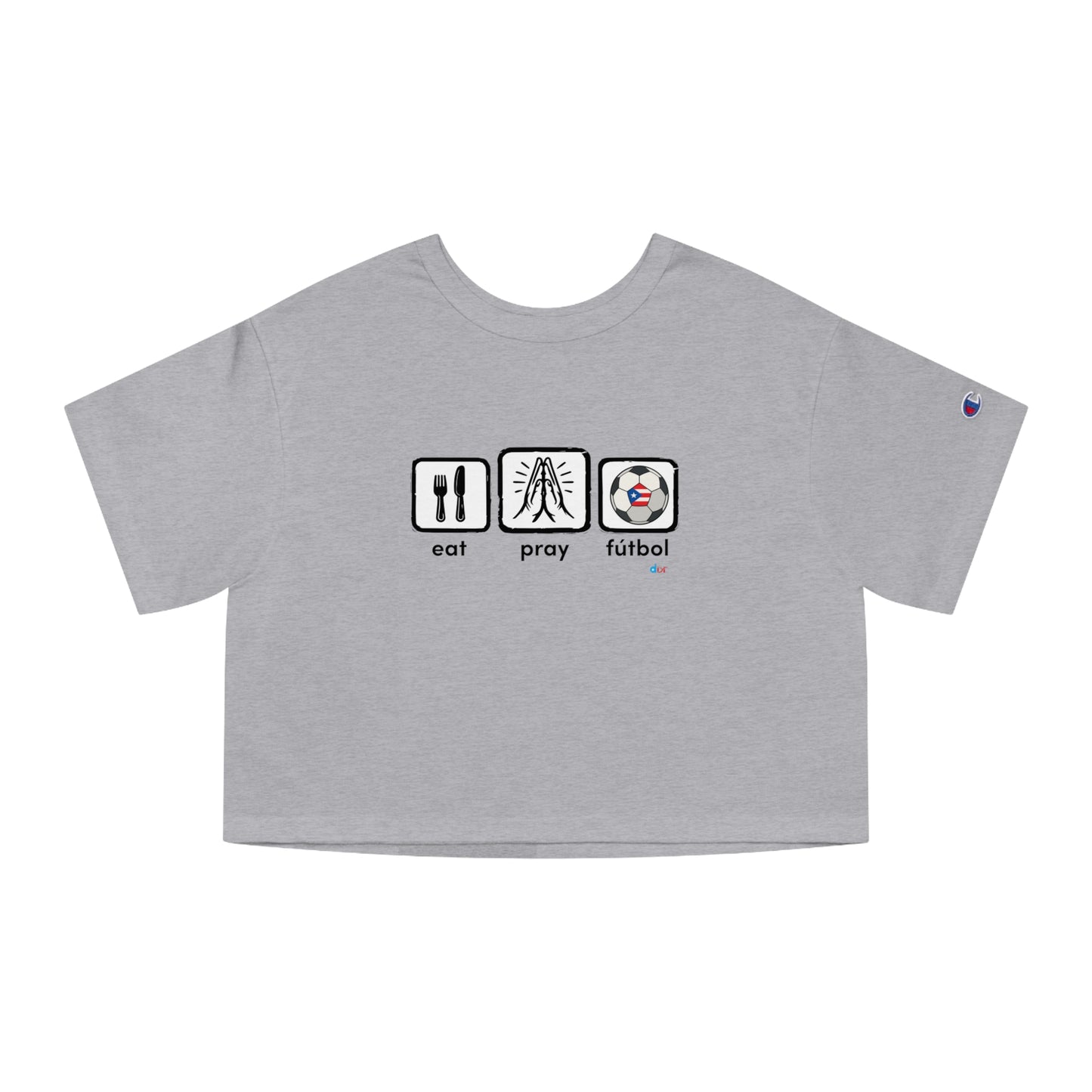 Eat Pray Fútbol Graphic Tee | Puerto Rican Flag Soccer Flowy Cropped Tee