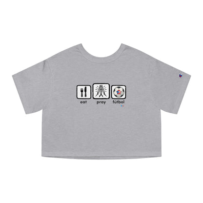 Eat Pray Fútbol Graphic Tee | Puerto Rican Flag Soccer Flowy Cropped Tee