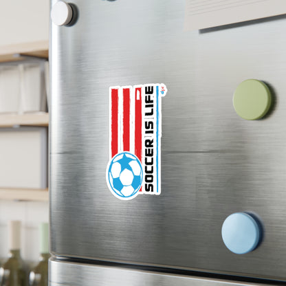 Soccer is life Puerto Rican Flag Waterproof Kiss-Cut Vinyl Decals