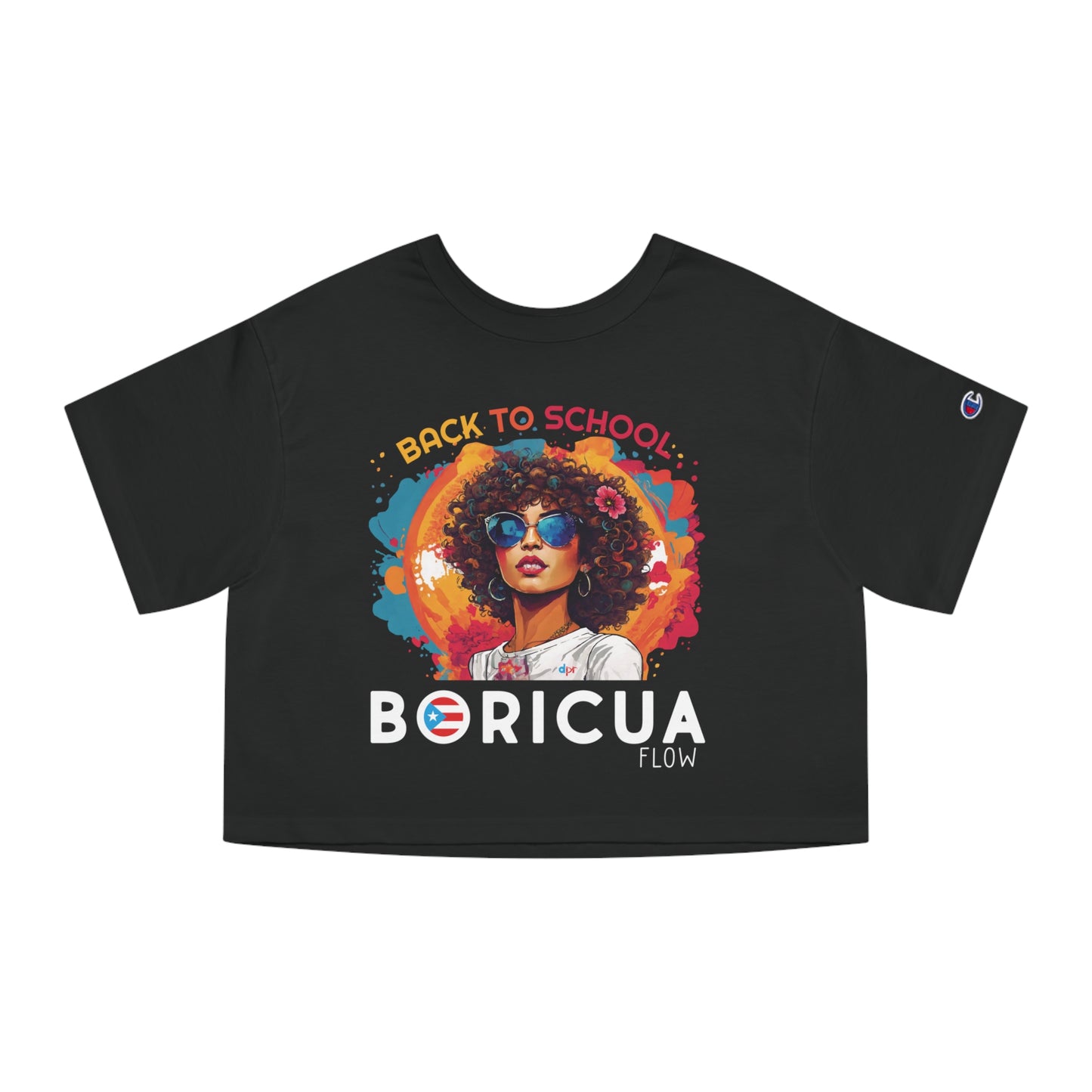 Back To School Boricua Girl Flow Black T Shirt Flowy Cropped Tee