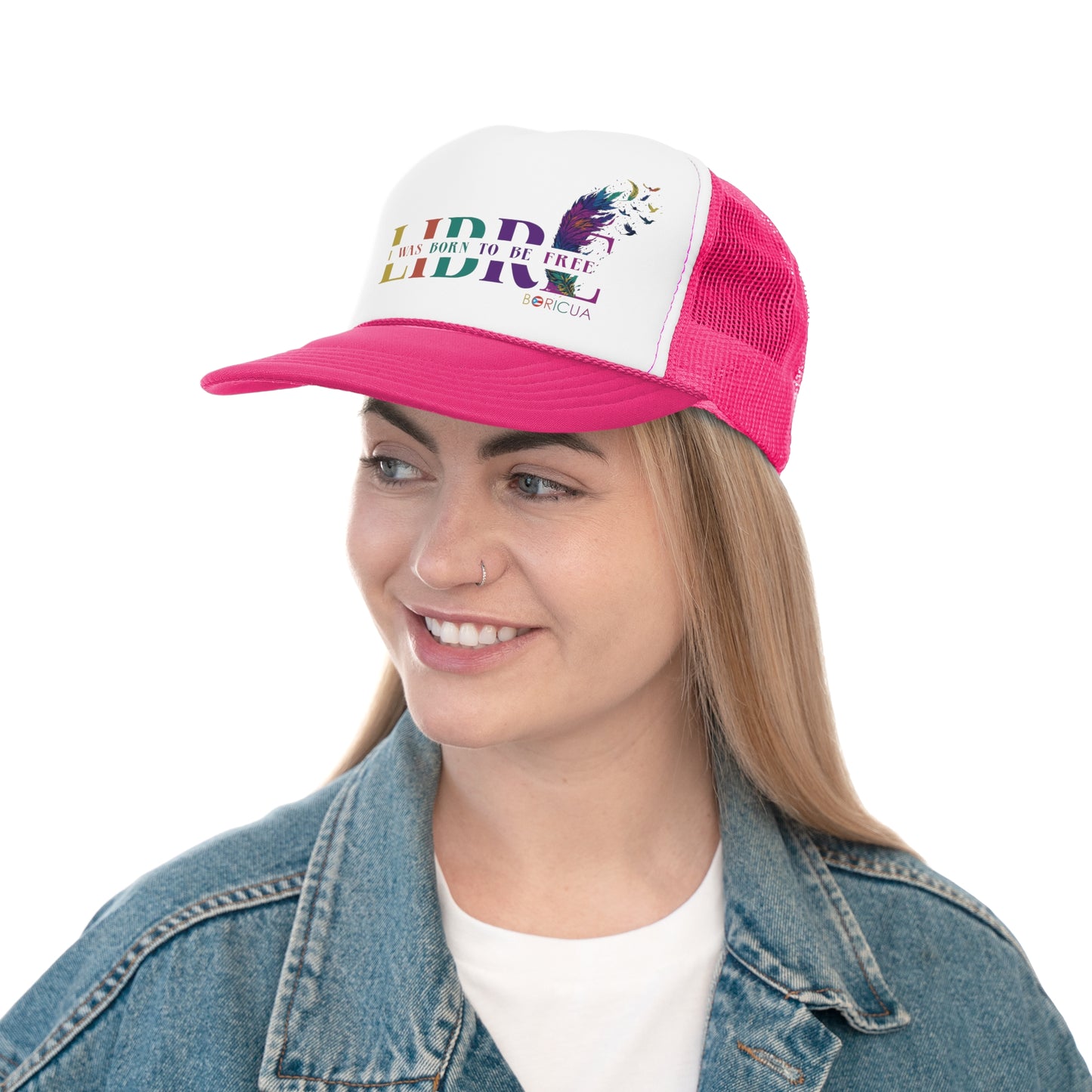 Libre I Was Born to be Free Puerto Rican Pride Trucker Caps FREE SHIPPING