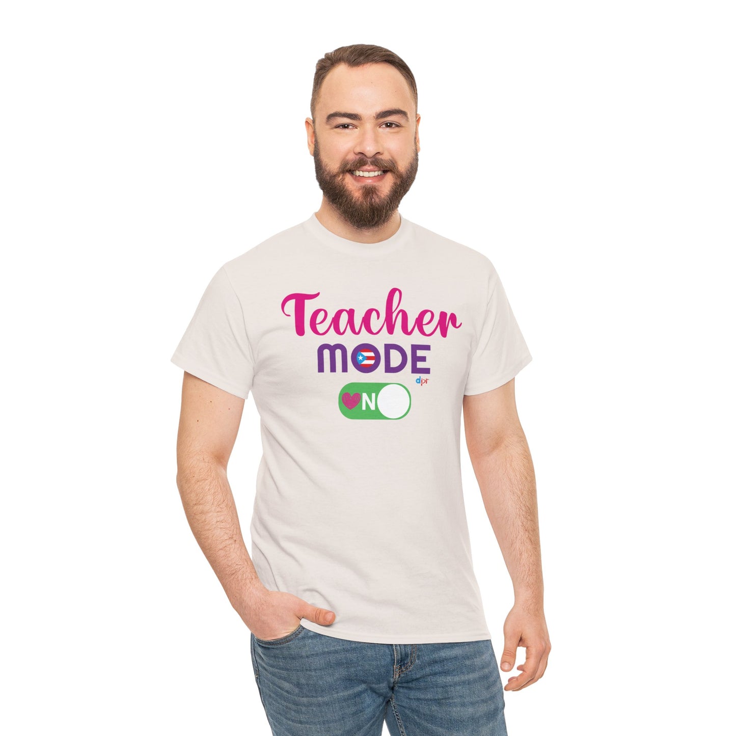 Teacher Mode ON - Back to School Boricua Teacher Heavy Cotton Tee