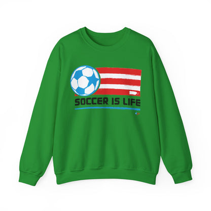Soccer is life Puerto Rican Flag Heavy Blend™ Crewneck Sweatshirt
