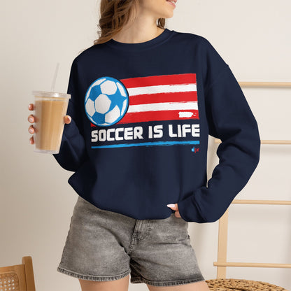 Soccer is life Puerto Rican Flag Heavy Blend™ Crewneck Sweatshirt
