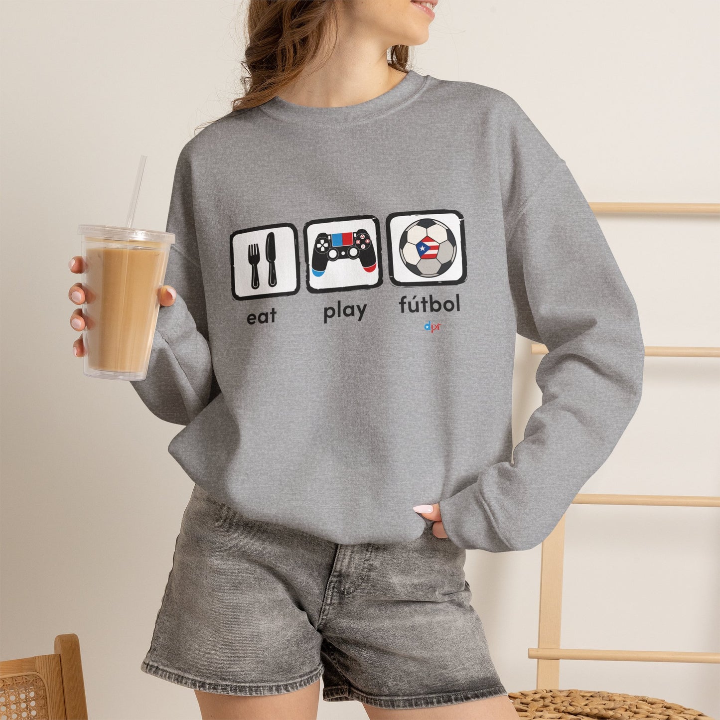 Eat Play Soccer Puerto Rican Flag Heavy Blend™ Crewneck Sweatshirt