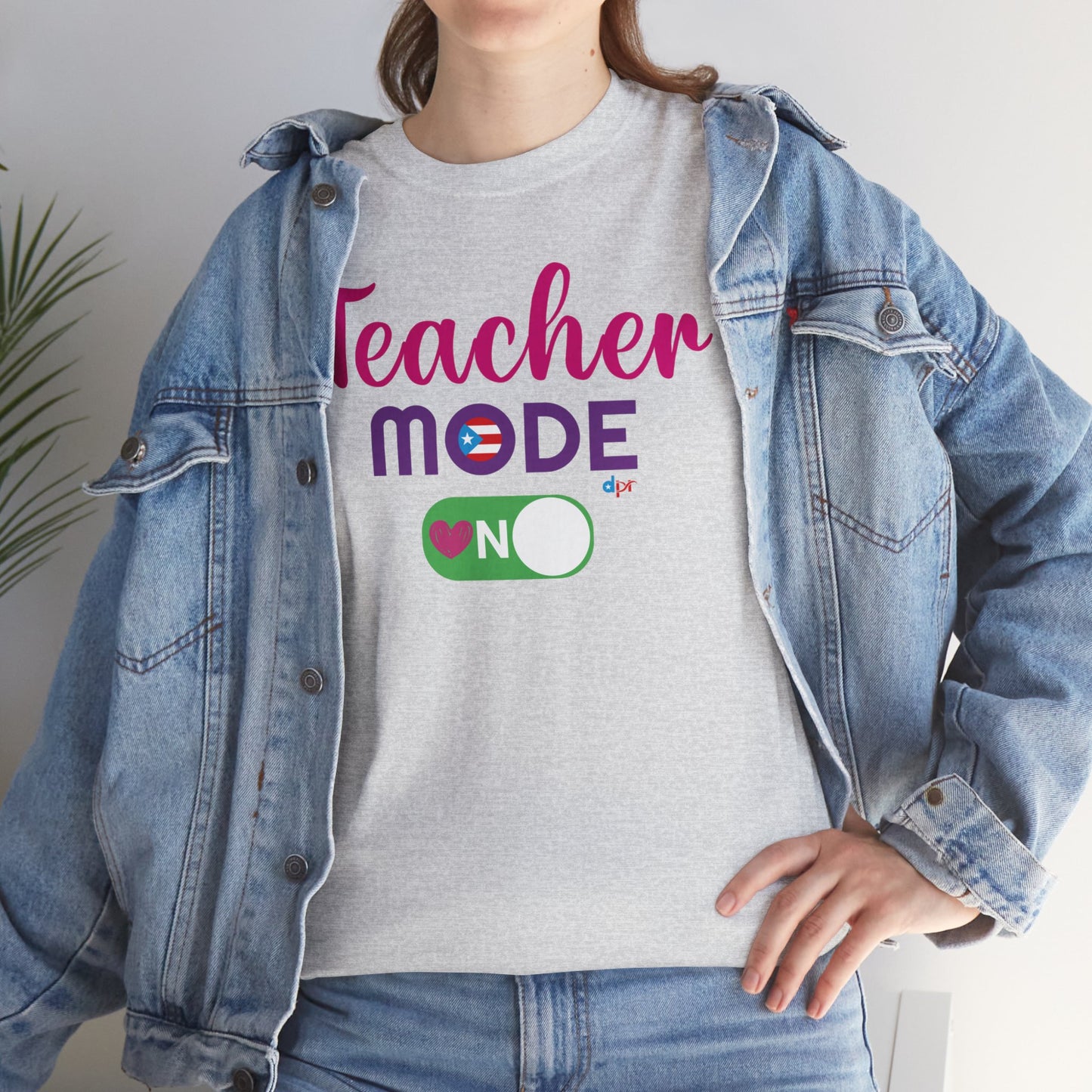 Teacher Mode ON - Back to School Boricua Teacher Heavy Cotton Tee