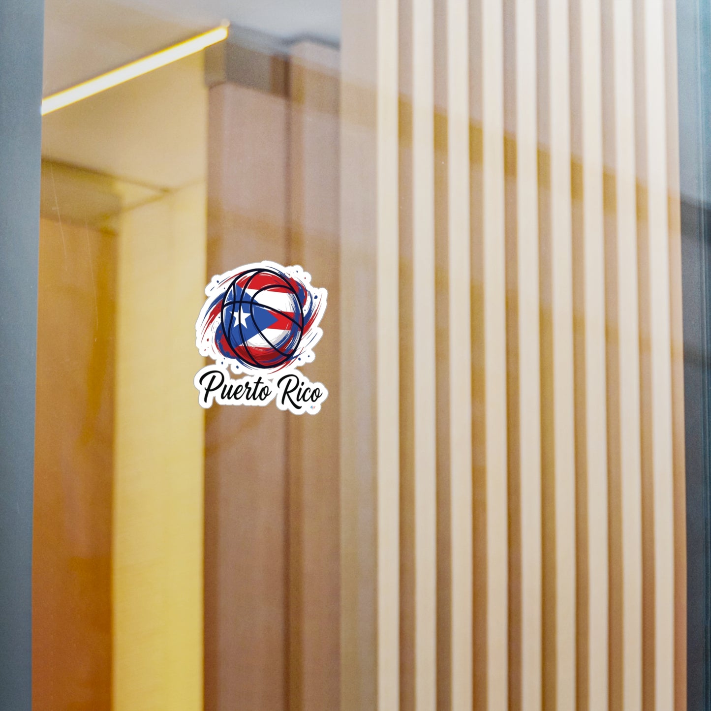 Puerto Rico Basketball Flag 2 Waterproof Kiss-Cut Vinyl Decal