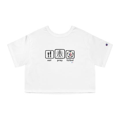 Eat Pray Fútbol Graphic Tee | Puerto Rican Flag Soccer Flowy Cropped Tee