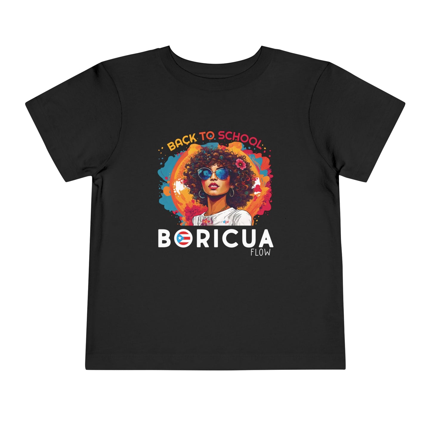 Back to School Boricua Girl Flow Black Toddler Short Sleeve Tee
