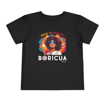 Back to School Boricua Girl Flow Black Toddler Short Sleeve Tee