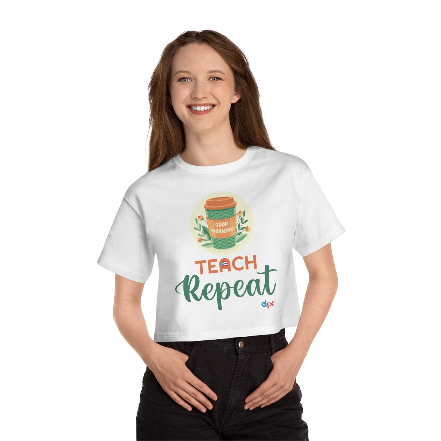 Coffee Teach Repeat - Back To School Boricua T Shirt Flowy Cropped Tee