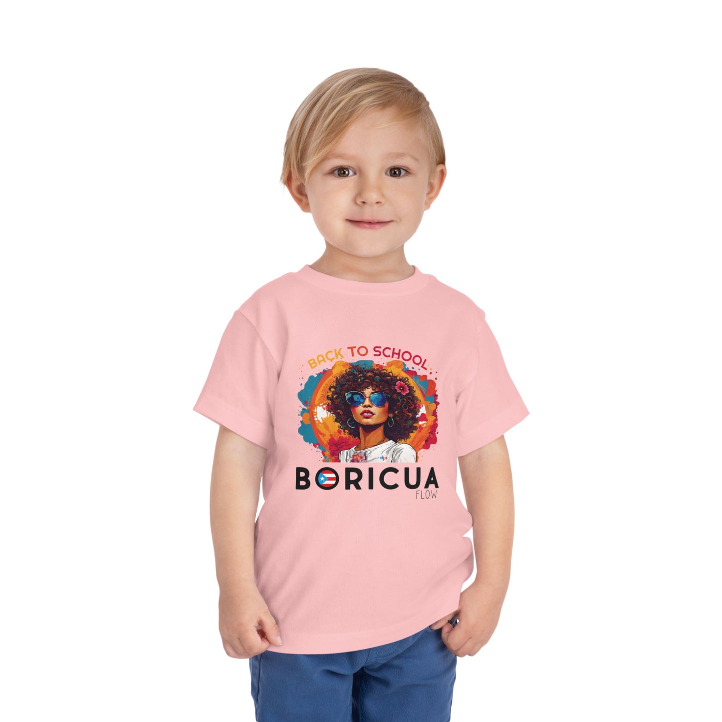 Back to School Boricua Girl Flow Black Toddler Short Sleeve Tee