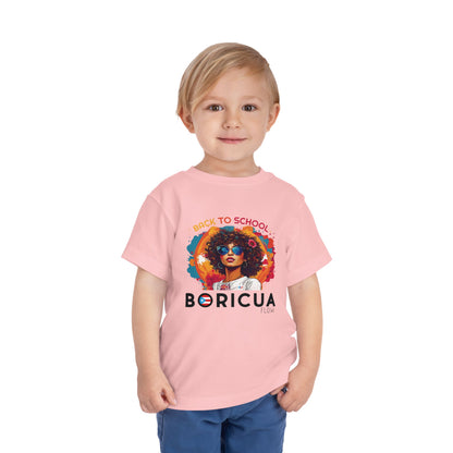 Back to School Boricua Girl Flow Black Toddler Short Sleeve Tee