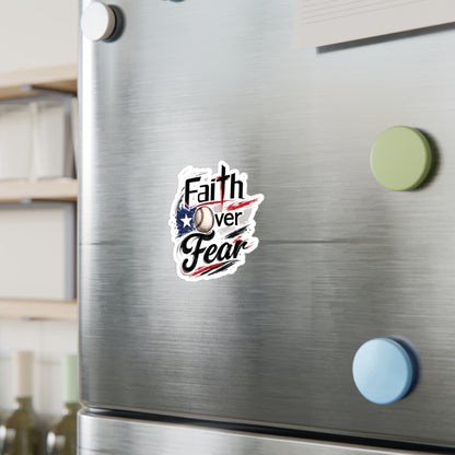 Faith Over Fear Christian Baseball Sticker | Puerto Rican Flag Waterproof Kiss-Cut Vinyl Decal